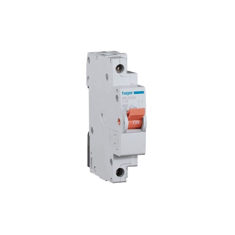 Interruptores automáticos gama vivienda HAGER Interruptor magnetotérmico estrecho 16A 1P+N Hager MN916V