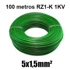 Mangueras eléctricas 500V-1KV MIGUELEZ Manguera 5x1,5mm RZ1-K 0,6/1KV LH verde rollo 100m