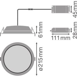 Black Friday LEDVANCE Downlight LED 25W 6500K d.215mm IP44 Blanco Ledvance