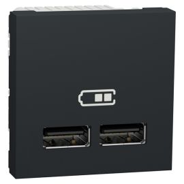 Cargador doble USB 2100mA Antracita Schneider New Unica NU341854