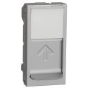 Carátula RJ45 estrecha aluminio compatible Keystone Schneider New Unica NU946030