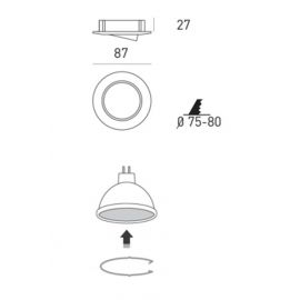 Black Friday JISO Aro empotrable basculante blanco Ø87mm Jiso 634D-00 (sin bombilla)