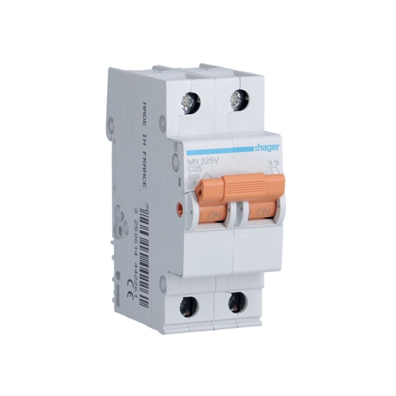 Interruptores automáticos gama vivienda HAGER Interruptor magnetotérmico 25A 2P Hager MN225V gama vivienda