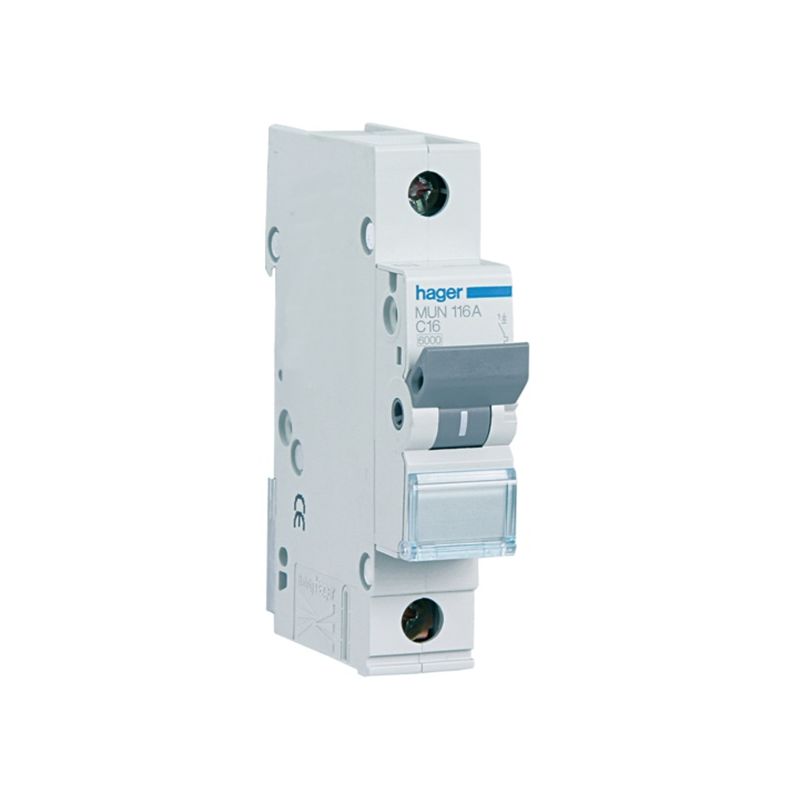 Interruptores automáticos gama residencial HAGER Interruptor Automático Magnetotérmico 1P 16A MU Hager MUN116A