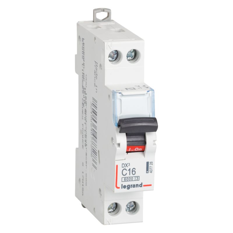 Interruptores automáticos gama terciario LEGRAND Interruptor Magnetotérmico estrecho 1P+N 16A 6/10KA Curva C Legrand 407728