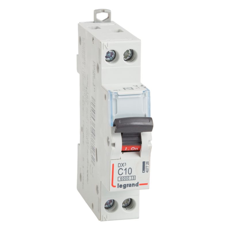 Interruptores automáticos gama terciario LEGRAND Interruptor Magnetotérmico estrecho 1P+N 10A 6/10KA Curva C Legrand 407726