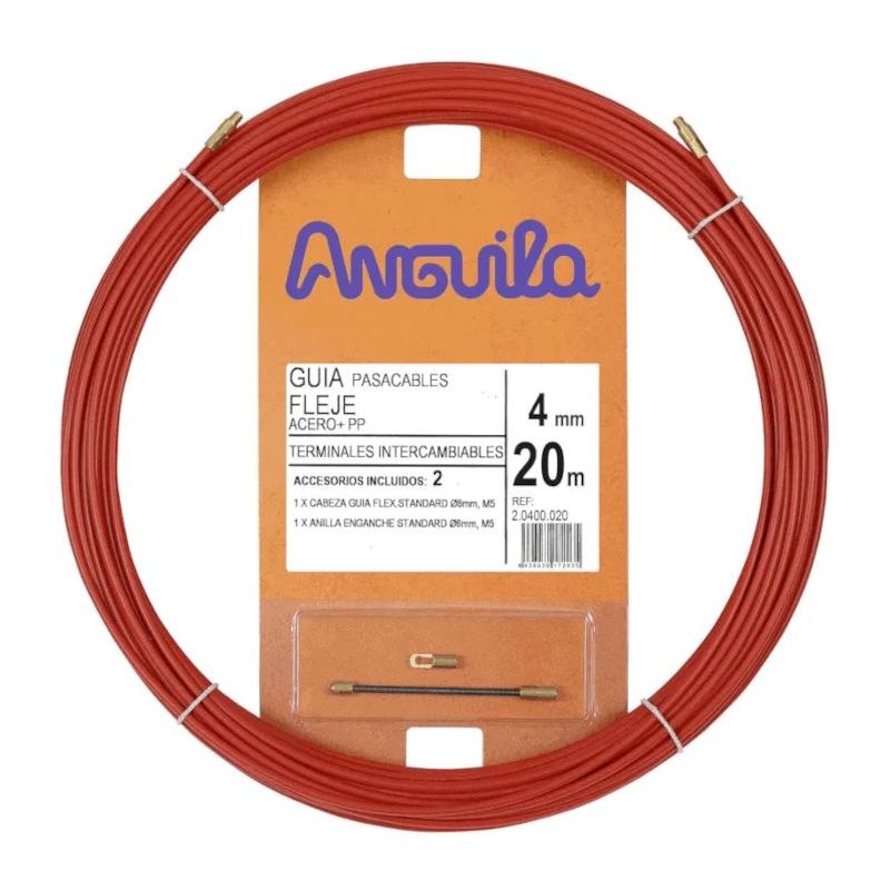 Guías pasacables ANGUILA Guía pasa-cables de fleje de acero de Ø 4mm y 20m de longitud