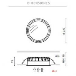 Detalle Empotrable Deep 2 blanco 15,5W 4000K Arkoslight