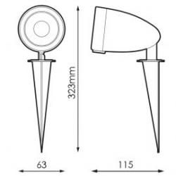 Medidas de Pincho de jardín LED IP65 CATT Prilux